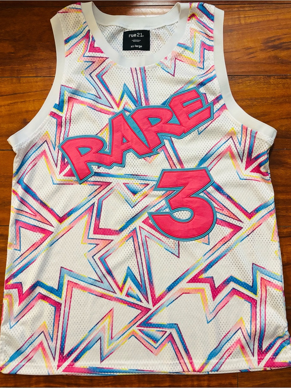 Rue 21 Rare 3 Jersey Y2K Hip Hop Men’s Size XXL Sleeveless Tank Bright